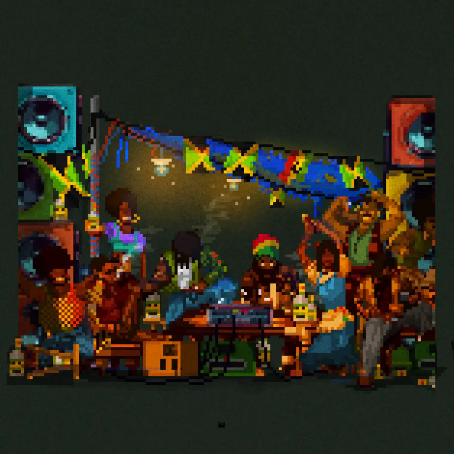 A party. People play the drums and dance.