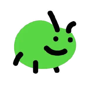 A green bug cartoon.